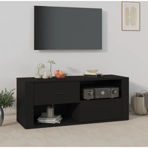 vidaXL Tv-meubel zwart 100x35x40 cm hout Tv Kast - Tv Stand - Tv Meubels - Houten Tv Kast - Zwarte Tv Kast - Klassiek Tv Meubel