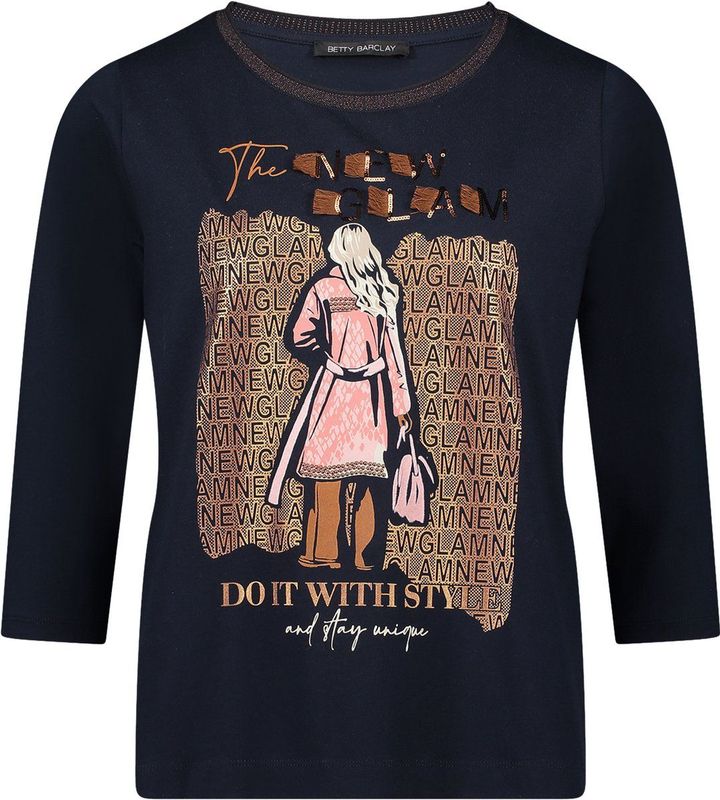 Betty Barclay - Glamoureus Basic Shirt - Blauw - Pailletten