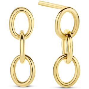 New Bling 9NBG-0344 Gouden Oorknopjes - Dames - Schakels - Hangend - 12 x 3,7 mm - Pouchette - 14 Karaat - Goud