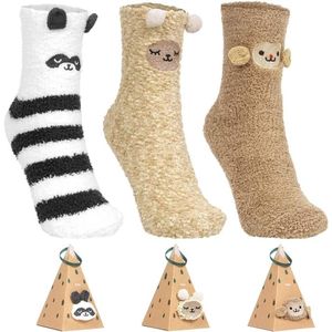 Kerstsokken 3 paar - Uniseks knuffelsokken - Wollige sokken voor cadeau - Grappige wintersokken