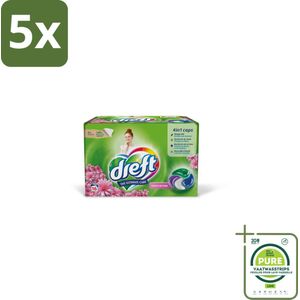 5 x Dreft - Wasmiddelcapsules - Touch of Pink - Geurige verzorging - 16 Wasbeurten - Grootverpakking - Wasmiddelcapsules - Plasticvrije Verpakking - Duurzaam Wassen - Wasmiddel - Wascapsules