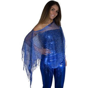 Poncho - Kobalt blauw met glitters - Festival - Hippie - Ibiza