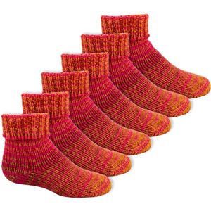 Gebreide kindersokken | Scandinavische sokken | Kleur: Oranje | Maat: 23 t/m 38 | 6 paar