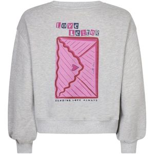 Ydence Sweater Love Letter Truien & vesten Dames - Sweater - Hoodie - Vest- Lichtgrijs - Maat XS