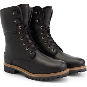 Travelin Holm - Heren Enkellaarzen - Leren veterboots - wol gevoerd - Zwart leer