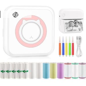 Equivera Mini-Printer - Pocket Printer - Mobiele Fotoprinter - Draagbaar & Draadloos - Leerhulp & Notites