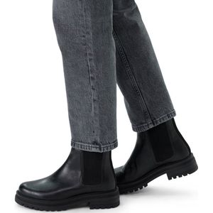 Manfield - Dames - Zwarte leren chelsea boots