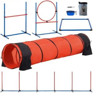 Tumex - Agility voor honden - Hondentunnel - Honden Agility Set - 5-delige Set - Verstelbare Hoogte - Inclusief Accessoires & Tas