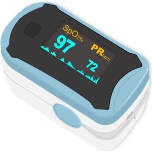 White-label® Saturatiemeter Zuurstofmeter Vinger - Hartslagmeter - Bloeddrukmeters - Wit en Blauw
