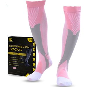 Kangka Compressiekousen 20-30 mmHg - Compressie sokken Maat L/XL (39-42) - Roze