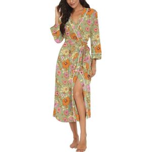 Causale lange badjas voor dames van zachte stof met 3/4 mouwen