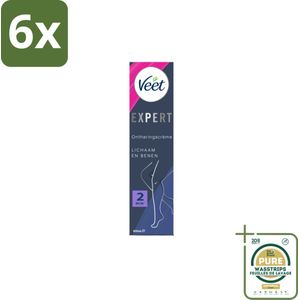 Veet Expert Ontharingscrème Benen 200 ml - Voordeelverpakking - 6 stuks - Ontharingscrème lichaam - Sheaboter