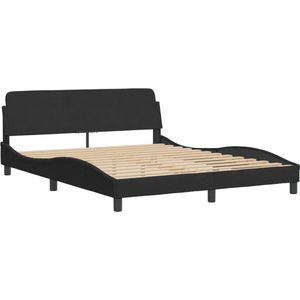 vidaXL - Bed - met - matras - fluweel - zwart - 160x200 - cm