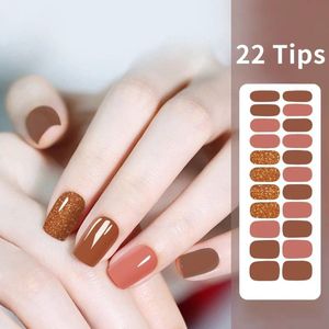 WiseGoods Luxe Gel Nagel Wrap - Gellak Sticker - Gelnagels - Plaknagels Stickers - Nepnagels - Nail Art - Kunstnagels Bruin / Goud