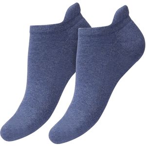 Bonnie Doon Unisex Sneaker Sokken Deluxe Dames Blauw maat 36/42 - Dames en Heren - 2 paar - Badstof Binnenzool - Gladde teennaad -Comfortabel en Zacht - Zacht Hiel Kussen houdt Vuil tegen - Sport - Sneakersokken - Denim - Jeans Heather - OL631050.4