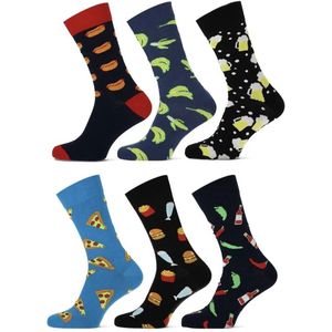 Sokken | grappige sokken dames | grappige sokken heren | happy socks printjes | 6 paar verschillende prints| maat 36-41 | per 6 paar