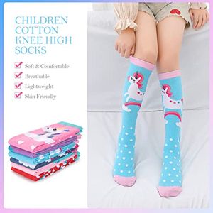 6 Pairs of Cotton Knee Socks PHOGARY for Girls 3-12 Years, Long Socks with Animal Design, Unicorn, One Size, unicorn, One size