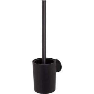 Tiger Tune - Toiletborstel met houder - Zonder boren - Zelfklevend 3M tape - Zwart metaal geborsteld / Zwart - Gunmetal black
