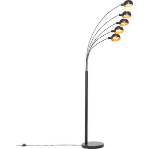 QAZQA sixties - Design Vloerlamp | Staande Lamp - 5 lichts - H 1980 mm - Zwart Goud - Woonkamer | Slaapkamer