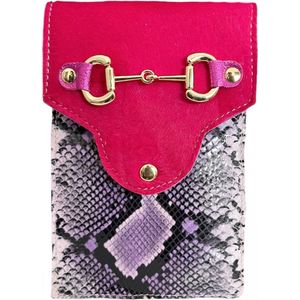 Leren Telefoontas Slangenprint - Leer Schoudertassen - Crossbody Tassen - Dames Tassen - Leder - Paarse Dierenhuid