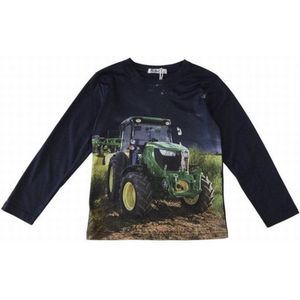 S&c Trekker / tractor shirt - John Deere - Lange mouw - Donkerblauw - H260 - Maat 134/140