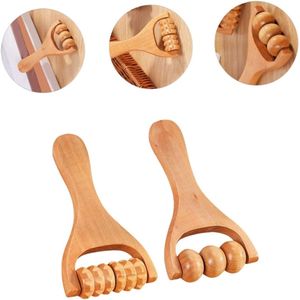 Houten Massage Roller Tool - 2 Stuks - Bindweefselmassages - Verbetert de houding - Massageapparaten - Relax - Voor Rug Nek Schouder Buik Taille Armen en Benen