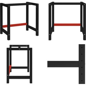 vidaXL Werkbankframe 80x57x79 cm metaal zwart en rood - Metalen Frame - Metalen Frames - Metalen Werkbankframe - Metalen Werkbankframes