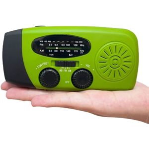 FM/AM/WB - Solar - Zaklamp - Powerbank- mini-noodoverlevingsradio op zonne - Noodradio Op Batterijen -energie - met 3 LED's Superheldere zaklamp 2000mAh batterij - aangedreven powerbank Smartphone-oplader - groent