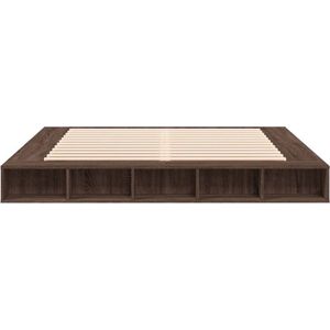 vidaXL - Bedframe - bewerkt - hout - bruin - eikenkleur - 200x200 - cm