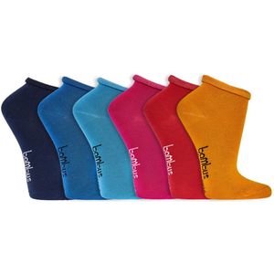 Bamboe sneakersokken | Gerolde rand | Kleur: Diverse kleuren | Maat: 36-41 / 42-47 | 6 paar
