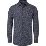 Redmond - Heren overhemd - Lange mouw - Donkerblauw - Bloemenprint - Comfort fit - Maat M