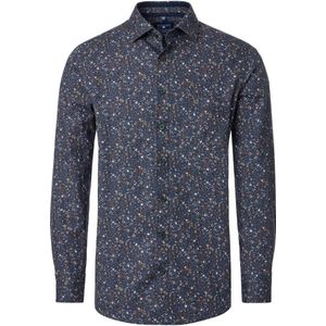 Redmond - Heren overhemd - Lange mouw - Donkerblauw - Bloemenprint - Comfort fit - Maat M