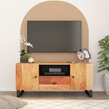 The Living Store TV-meubel - Acaciahout - 105 x 33.5 x 46 cm - Met opbergruimte - Stabiele poten - Uitstalfunctie - Handleiding inbegrepen - Kleur en nerf variëren
