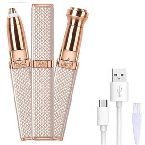 Oplaadbare 2-in-1 Wenkbrauwtrimmer en Gezichts-epilator voor Dames