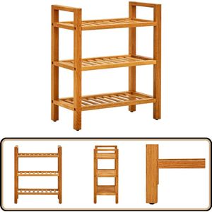 vidaXL Schoenenrek 3 schappen massief eikenhout Schoenenrek - Schoenuitlegger - Eikenhouten Meubilair - Landelijke Woonstijl - Vintage Interieur