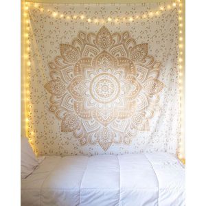 Wandkleed met mandala, afmetingen: 234 x 208 cm, ook te gebruiken als beddensprei, bohemisch, hippie, psychedelisch, Indiaas