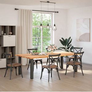 vidaXL Eettafel - Eettafels - Eetkamertafel - Keukentafel - Eettafel rechthoekig 240x120x74 cm massief eikenhout lichtbruin