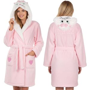 DISNEY Marie Roze, DAMES badjas met ceintuur, WARME badjas met zakken, zacht, met capuchon