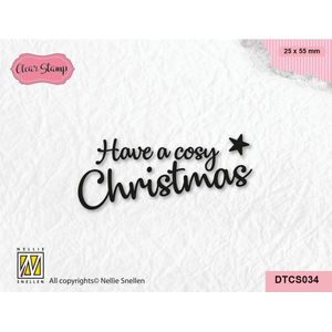 DTCS034 - Clearstamp Nellie Snellen - stempel engelse tekst kerstmis - Have a cosy Christmas