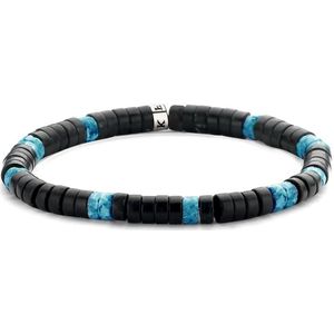 Frank 1967 7FB-0427 natuurstenen armband - stretch - zwart / blauw
