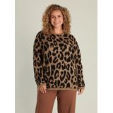 YEST - CURVE Gloria - Gebreide Trui - Soft Taupe/Multi Col