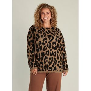 YEST - CURVE Gloria - Gebreide Trui - Soft Taupe/Multi Col