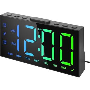 Digitale wekker met groot LED-display, dubbele alarmen en USB-oplaadpoorten