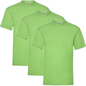 3 Pack - Fruit of The Loom - Shirts - Kids - Ronde Hals - Maat 164 - Lime Groen