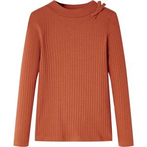 vidaXL - Kindershirt - met - lange - mouwen - 92 - cognackleurig
