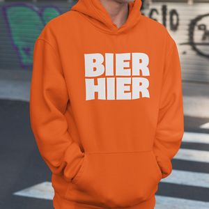 Oranje Koningsdag Hoodie Bier Hier - MAAT L - Feestkleding & Carnavalskleding