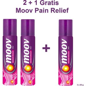 Moov Pijn Verlichtende Spray - 80 g - 3 stuks - 2+1 Moov Pain Relief Spray - Snelle Pijnverlichting - Ayuvedisch - 3 x 80 g