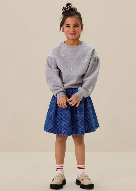 Sissy-Boy - A-lijn Rok - Blauw - Denim met Print