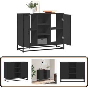 vidaXL Dressoir - Zwart - 92x35x76 cm - Bewerkt hout Dressoir - Commode - Opbergkast - Industrieel Meubilair - Houten Dressoir