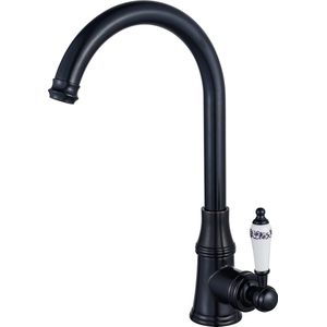 Selbro ® Klassieke Zwarte Keukenkraan met 360° Draaibare Uitloop en Antiek Design